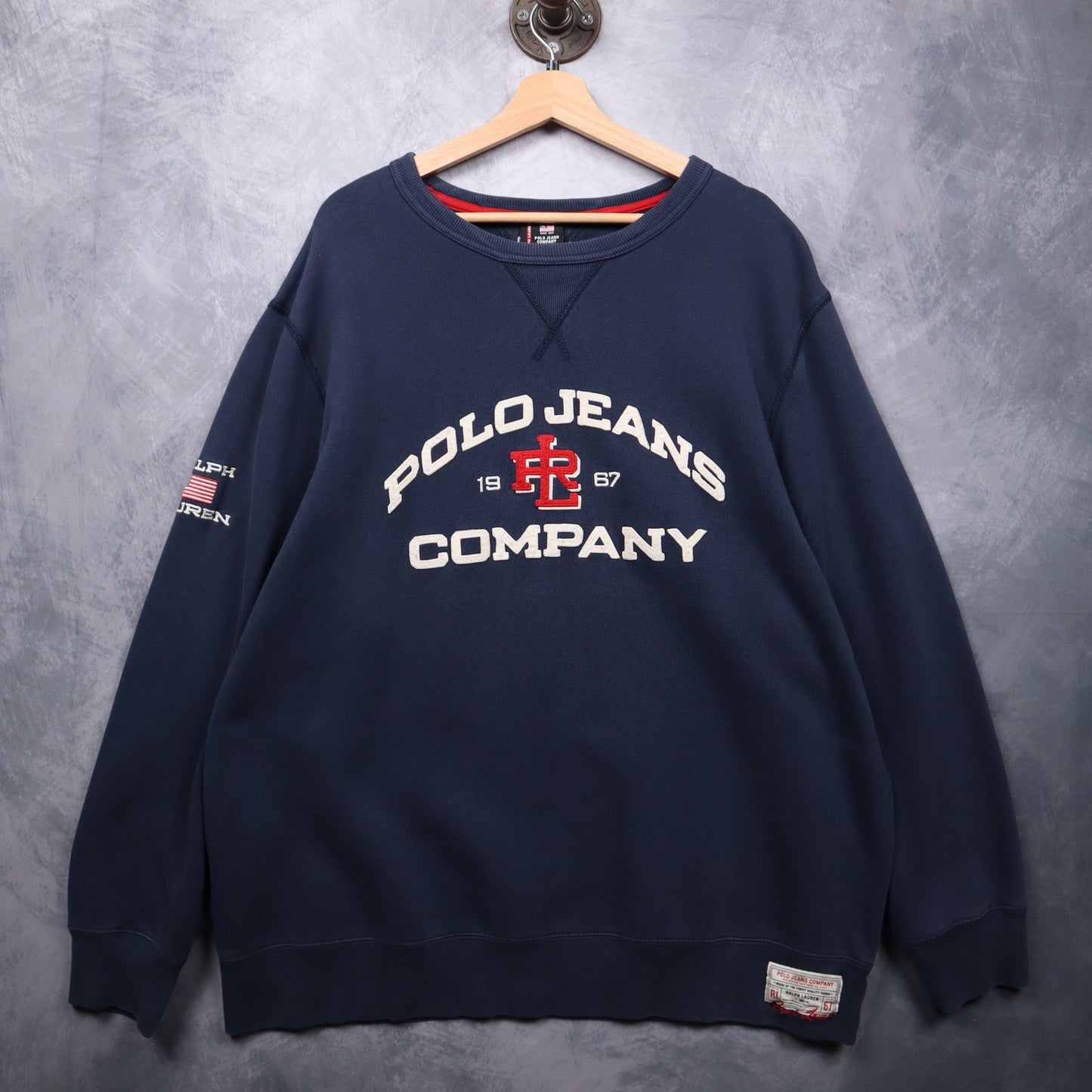 00s Navy Blue Polo Jeans Co Embroidered Crewneck Sweatshirt 4716