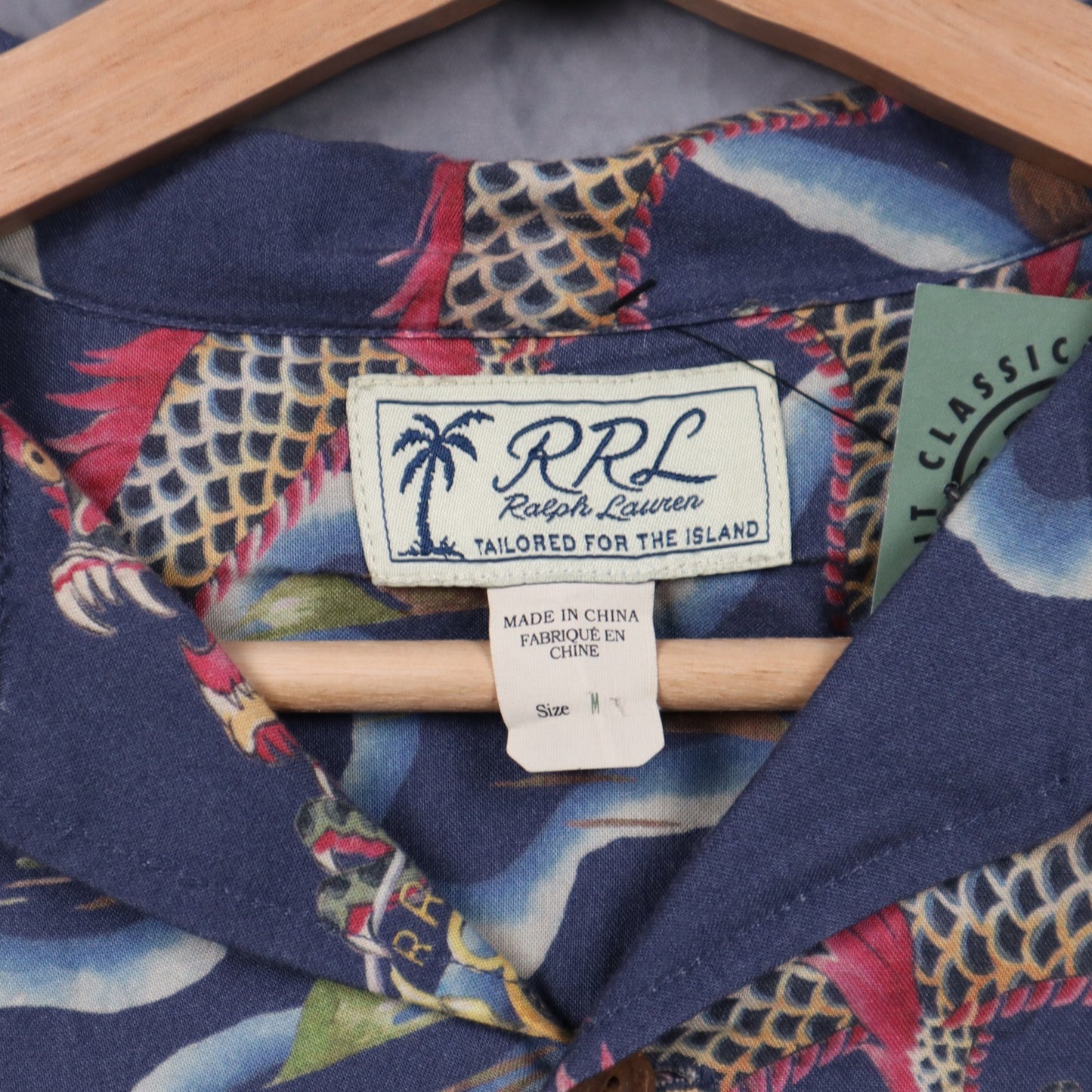 00s Navy RRL Ralph Lauren Dragon Tiger Camp Shirt 4867