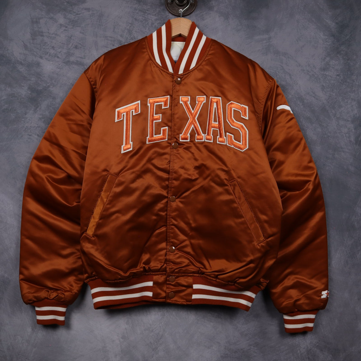90s Burnt Orange Texas Longhorns Starter Satin Bomber Jacket 5907