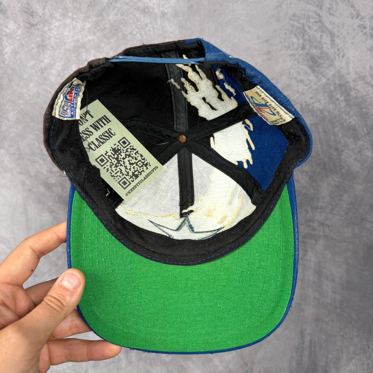 90s Blue Dallas Cowboys Logo Athletic Splash Snapback Hat 6840