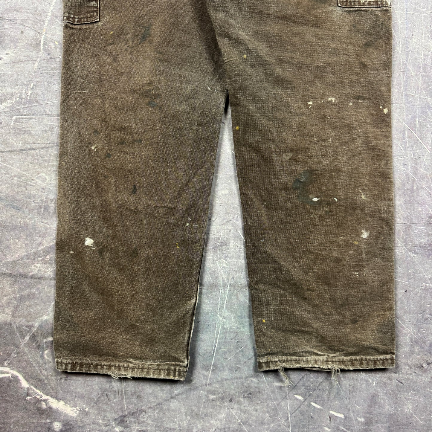 00s Dark Brown Double Knee Painter Carhartt Baggy Carpenter Work Pants 34x30 0382