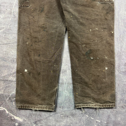 00s Dark Brown Double Knee Painter Carhartt Baggy Carpenter Work Pants 34x30 0382