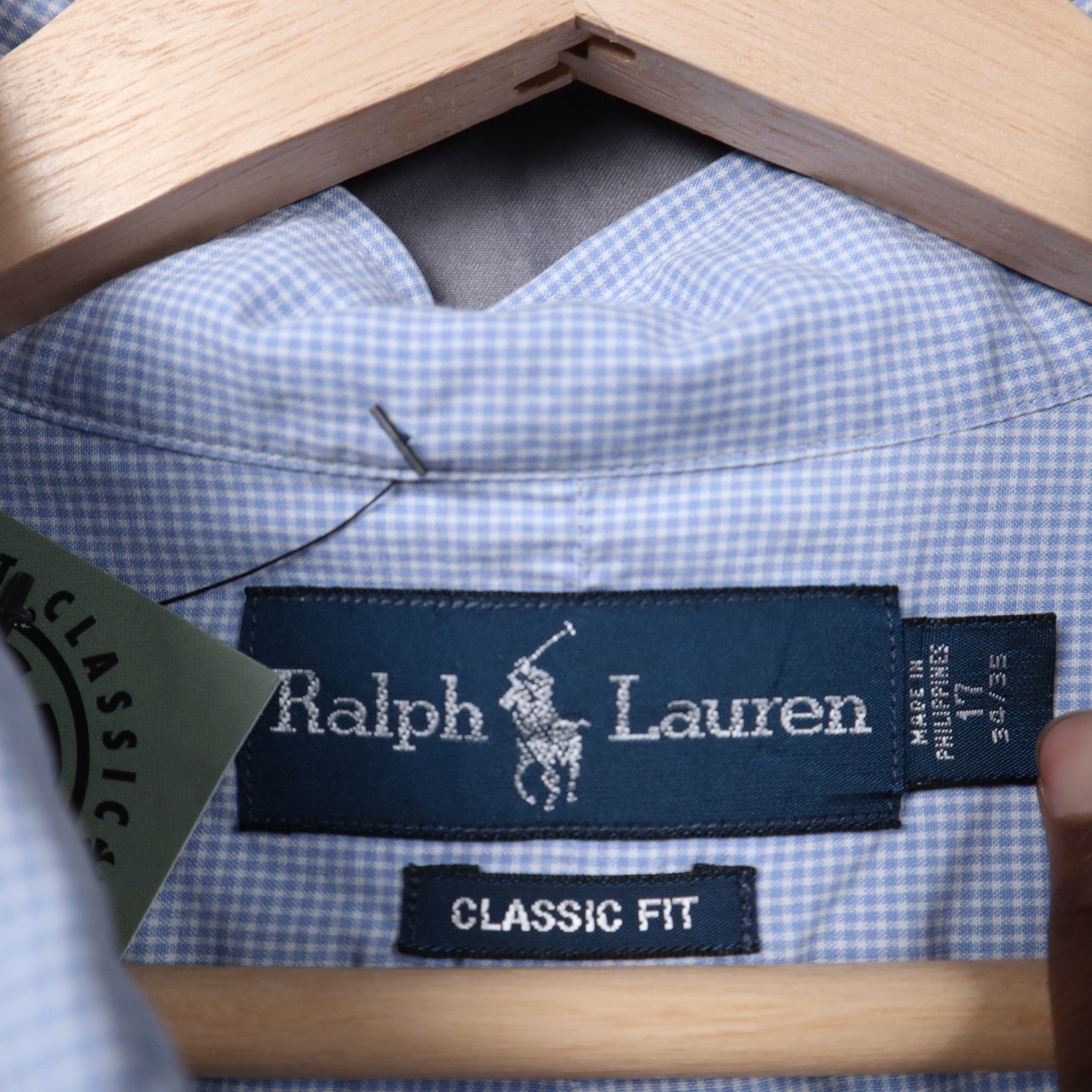 Y2K Light Blue Ralph Lauren Gingham Check Classic Fit Button Down Shirt 5325