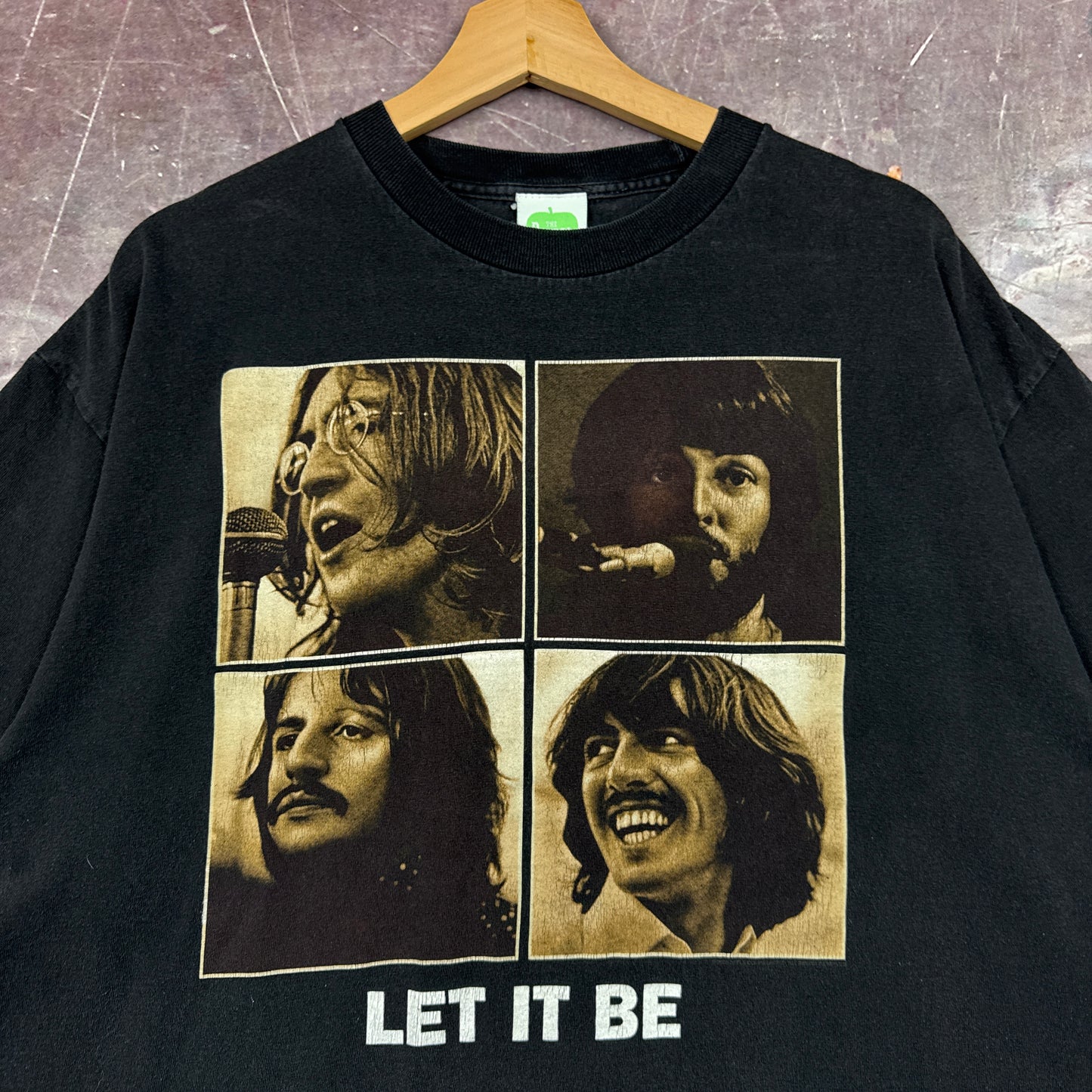 Early 00s Black The Beatles Let It Be Graphic Shirt L 2905