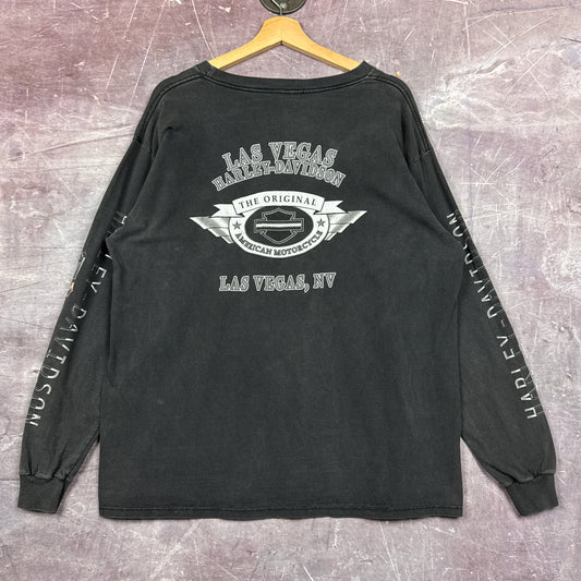 90s Faded Black Harley Davidson Long Sleeve Shirt 3096