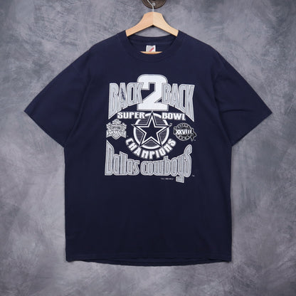 1993 Navy Blue Dallas Cowboys Back 2 Back Super Bowl Champions Shirt 6656