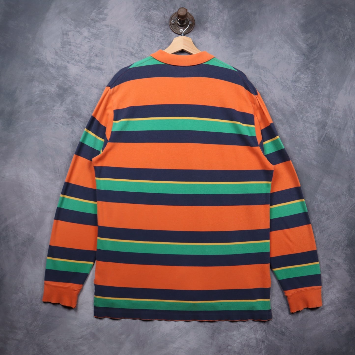 90s Orange Polo Ralph Lauren Striped Long Sleeve Polo Shirt 5466