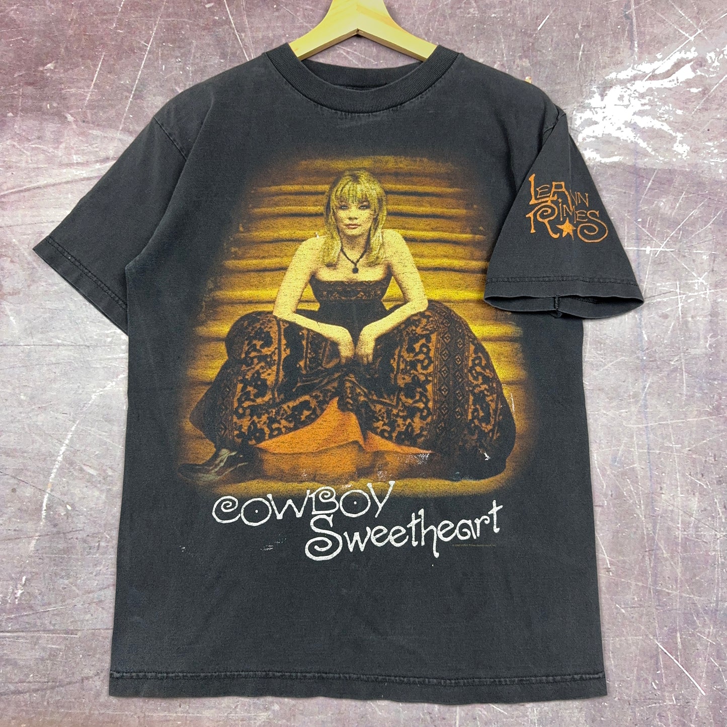 90s Faded Leann Rimes Cowboy Sweetheart Graphic Shirt M 2893