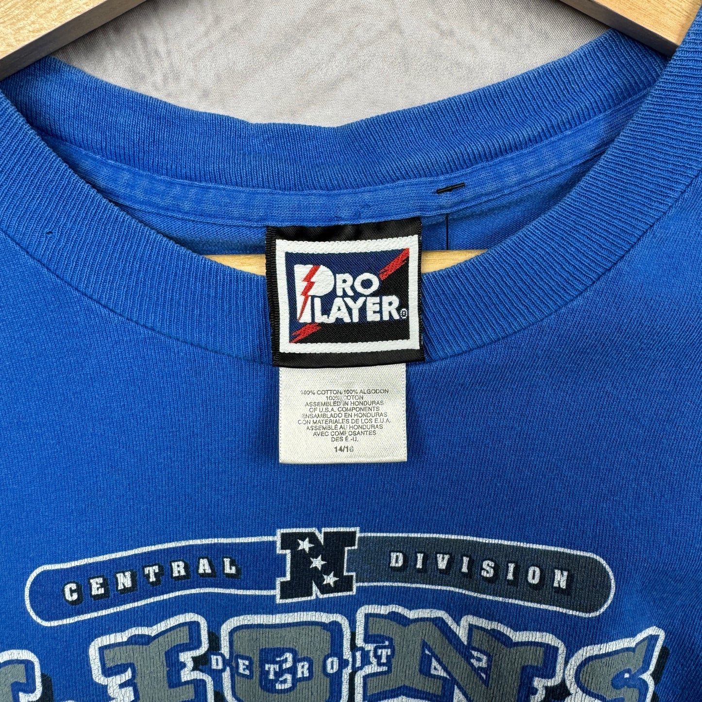 90s Blue Detroit Lions Shirt 4249