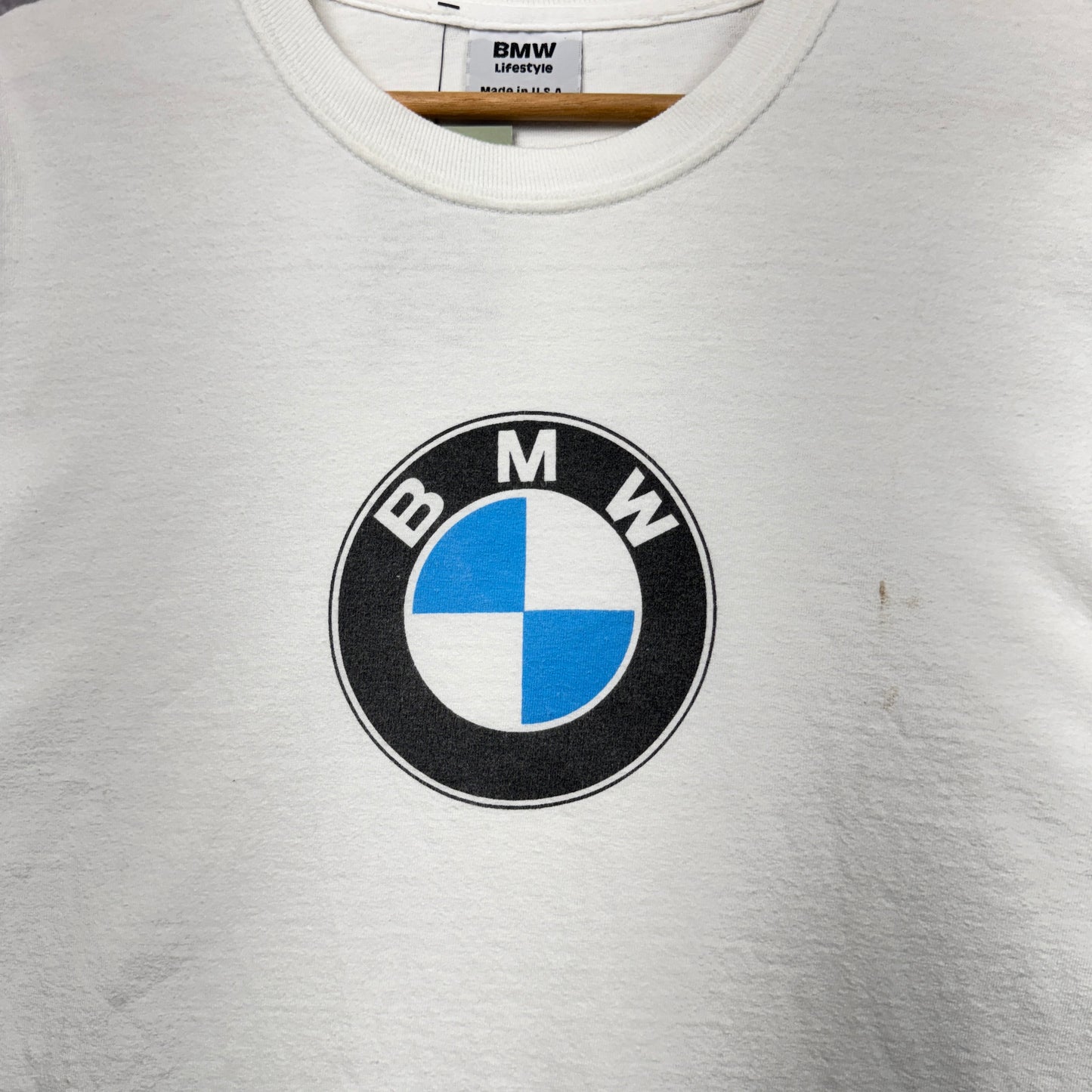 90s White BMW Crop Shirt 3885
