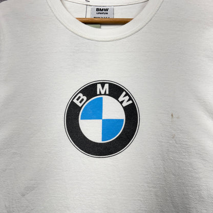90s White BMW Crop Shirt 3885