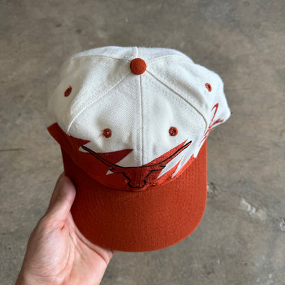 90s White Texas Longhorns Logo Athletic Sharktooth Snapback Hat 5787