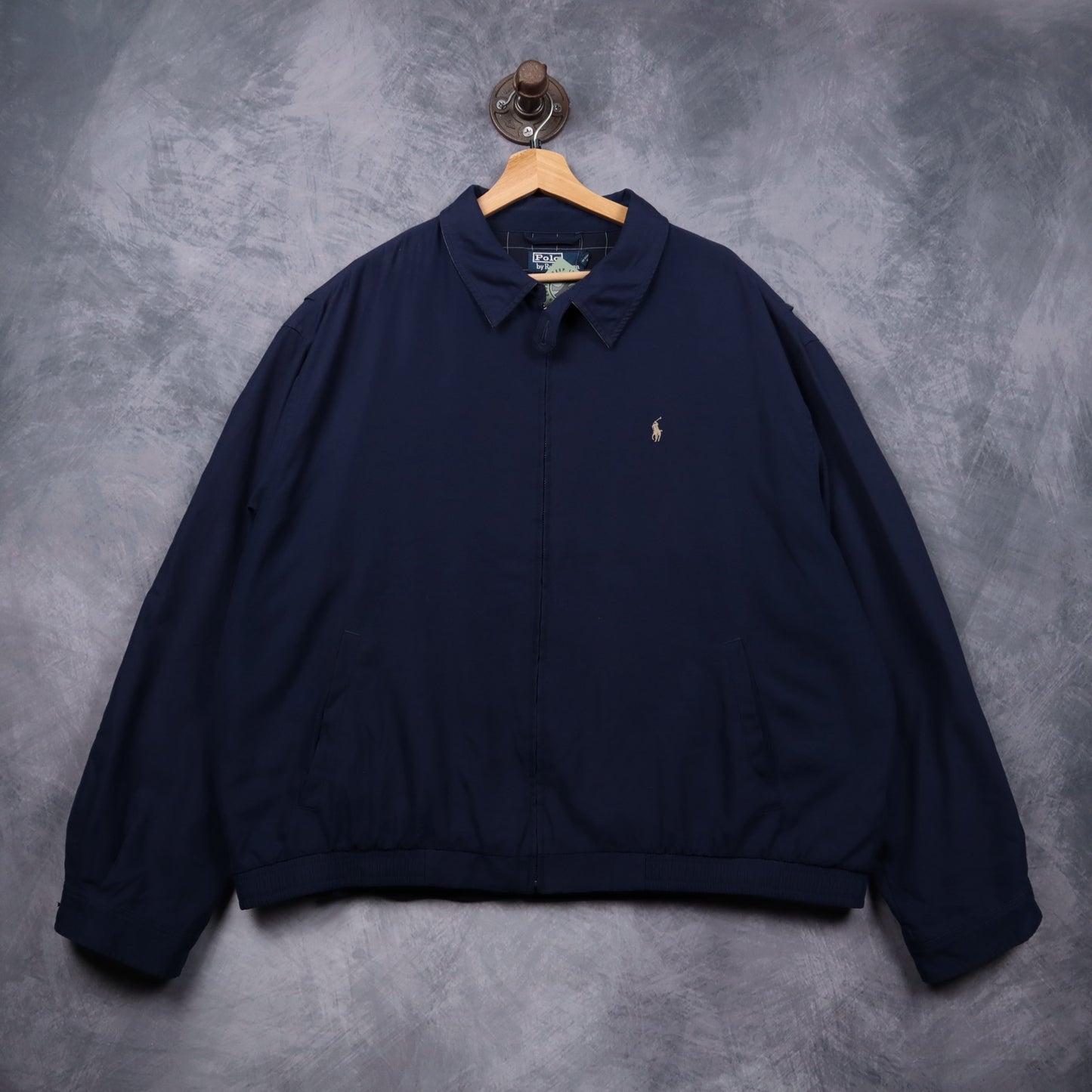 90s Navy Blue Polo Ralph Lauren Nylon Harrington Jacket 5491