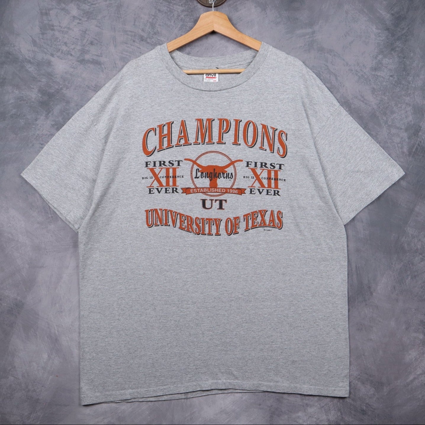 1996 Grey University of Texas Longhorns Big 12 Champions Shirt 5737