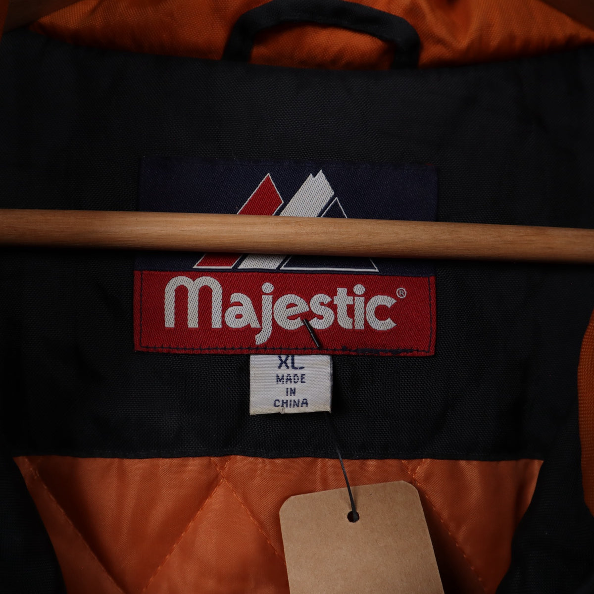 90s Orange Texas Longhorns Majestic Hooded Pullover Jacket 5924