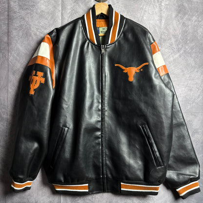 00s Black Texas Longhorns Leather Jacket 4463