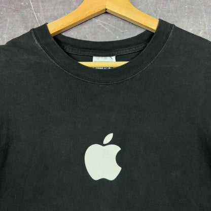 90s Black Apple Essential Logo Area 2 Squared Graphic Shirt XL 1089