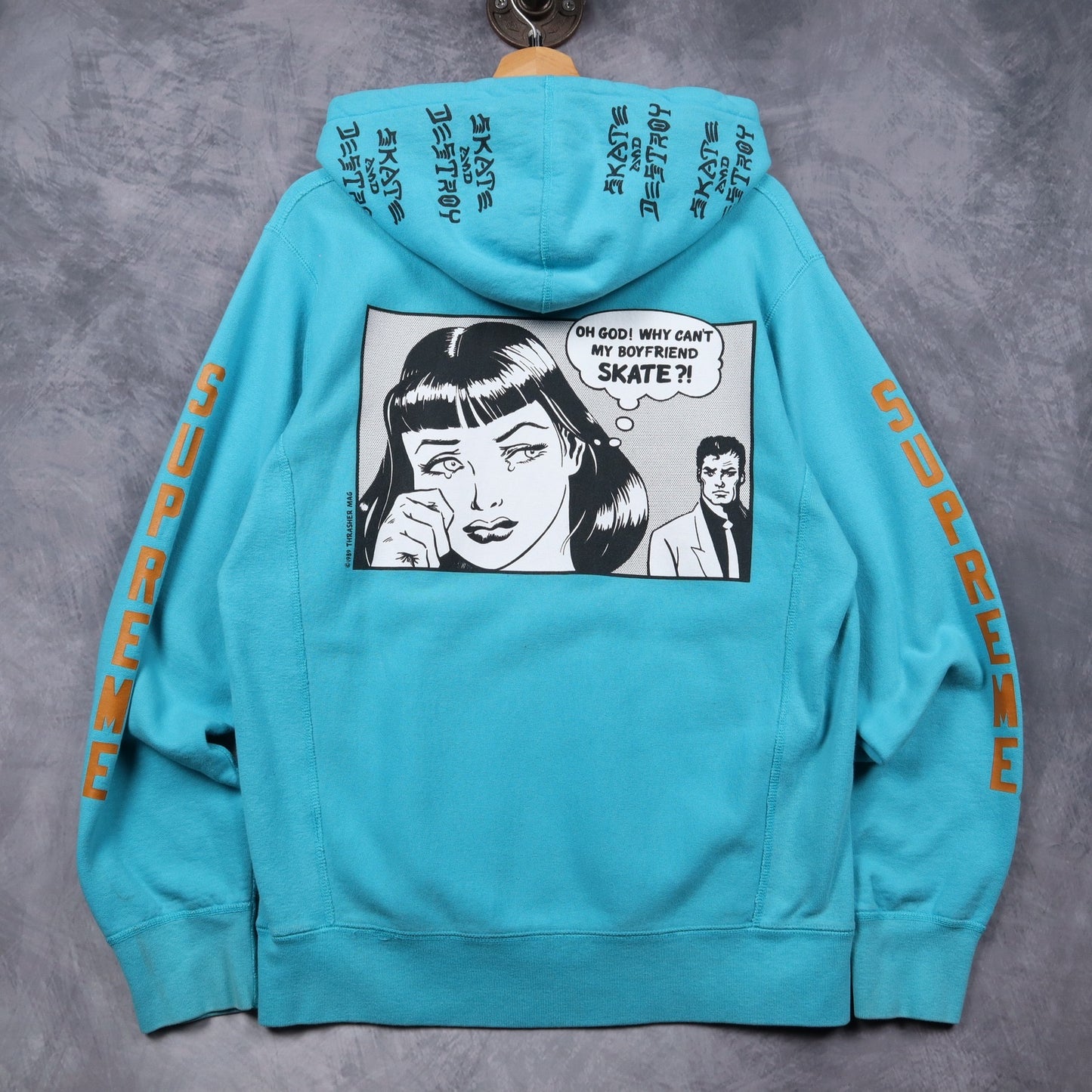Supreme x Thrasher Boyfriend Skate Teal Hoodie 4826