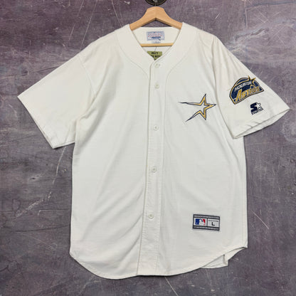 90s White Houston Astros Gold Star Starter Baseball Starter Jersey XL 1025