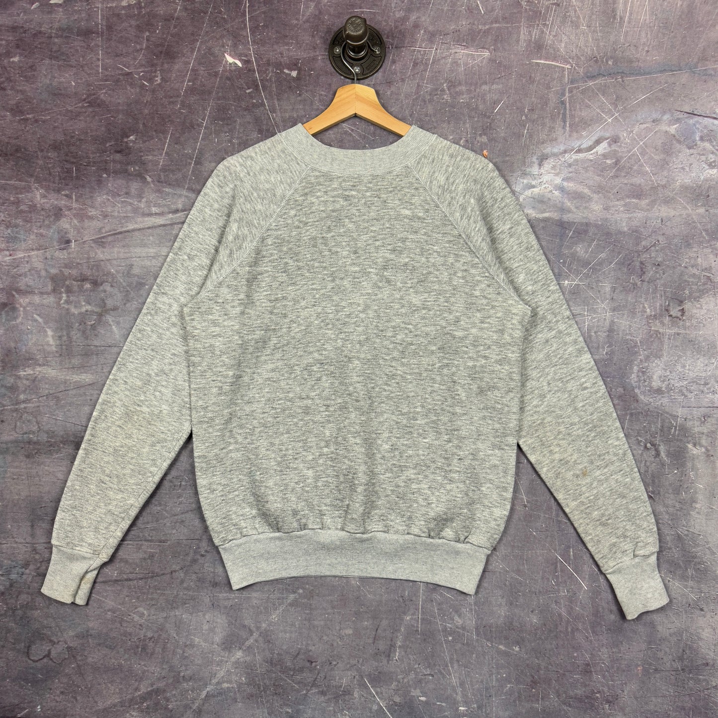 80s Light Heather Gray Raglan Cut Essential Crewneck Sweatshirt M 1180