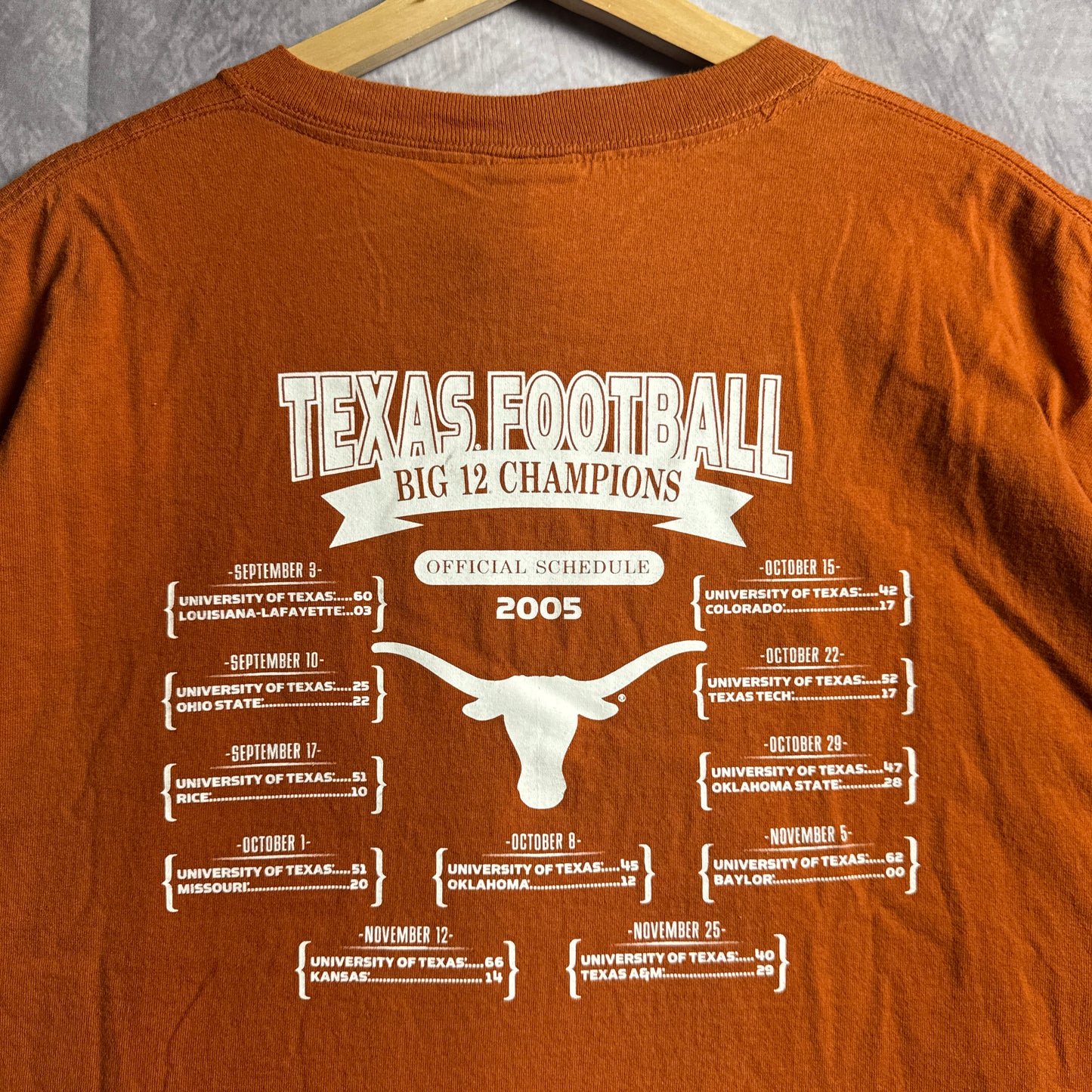 2005 Orange Texas Longhorns Big 12 Champions Shirt 4507