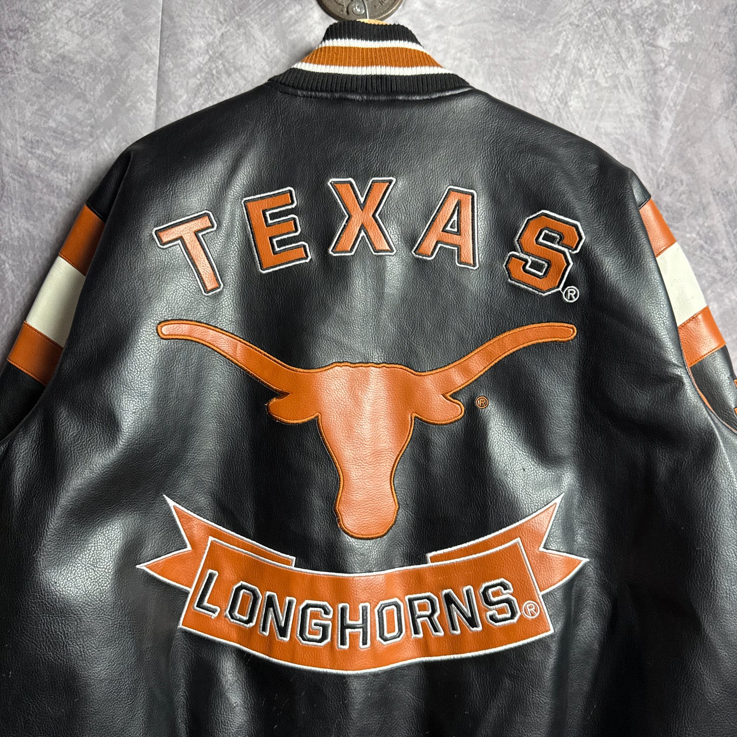 00s Black Texas Longhorns Leather Jacket 4463