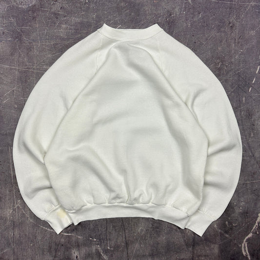 90s White Fruit Of The Loom Blank Essential Crewneck Sweasthirt M AF40