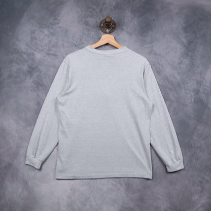 90s Heather Grey L.L. Bean Long Sleeve Henley Shirt 5134