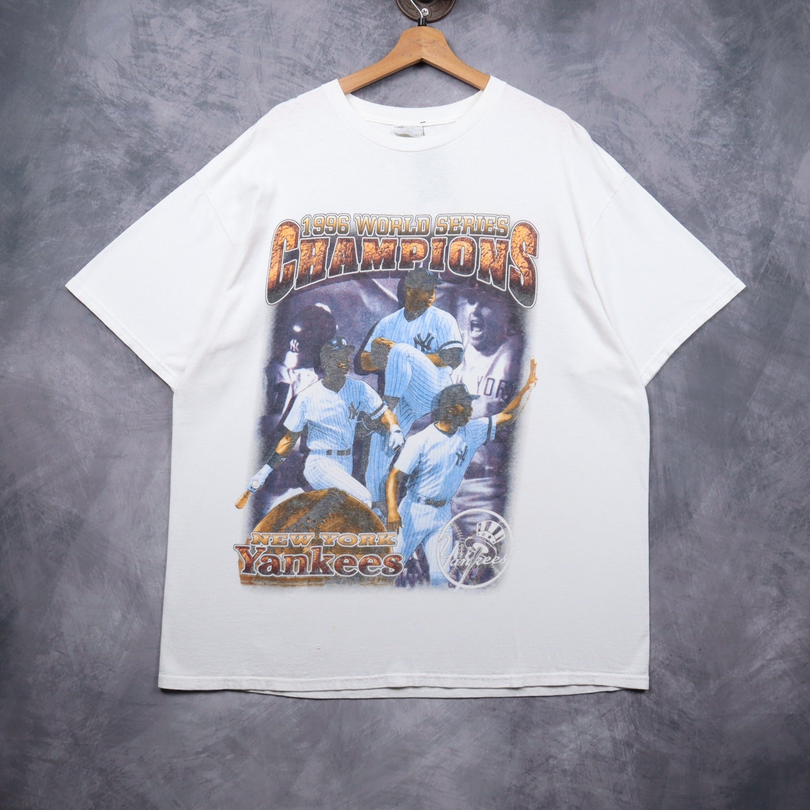 1996 White New York Yankees World Series Champions Rap Tee Style Shirt 5524