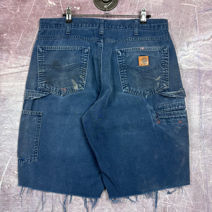 90s Navy Blue Carhartt Baggy Carpenter Work Shorts 30x10 BA83