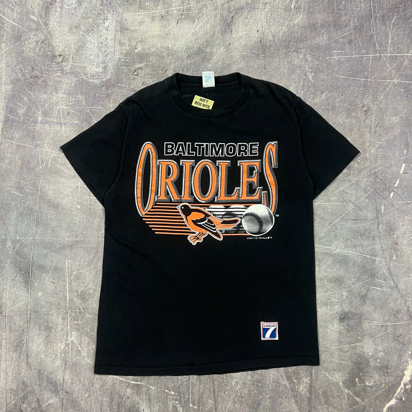 1991 Black Baltimore Orioles MLB Baseball Graphic Shirt L AR90