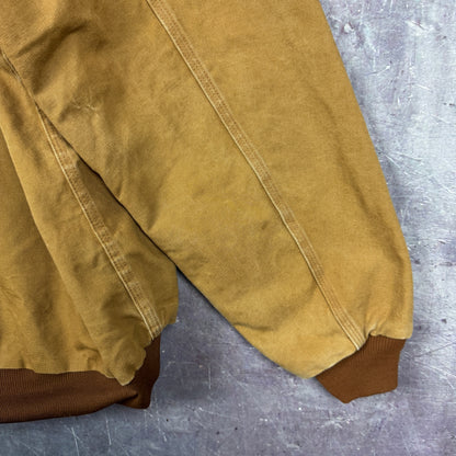 90s Tan Brown Carhartt Pella Embroidered Hooded Active Work Jacket XXL 2360