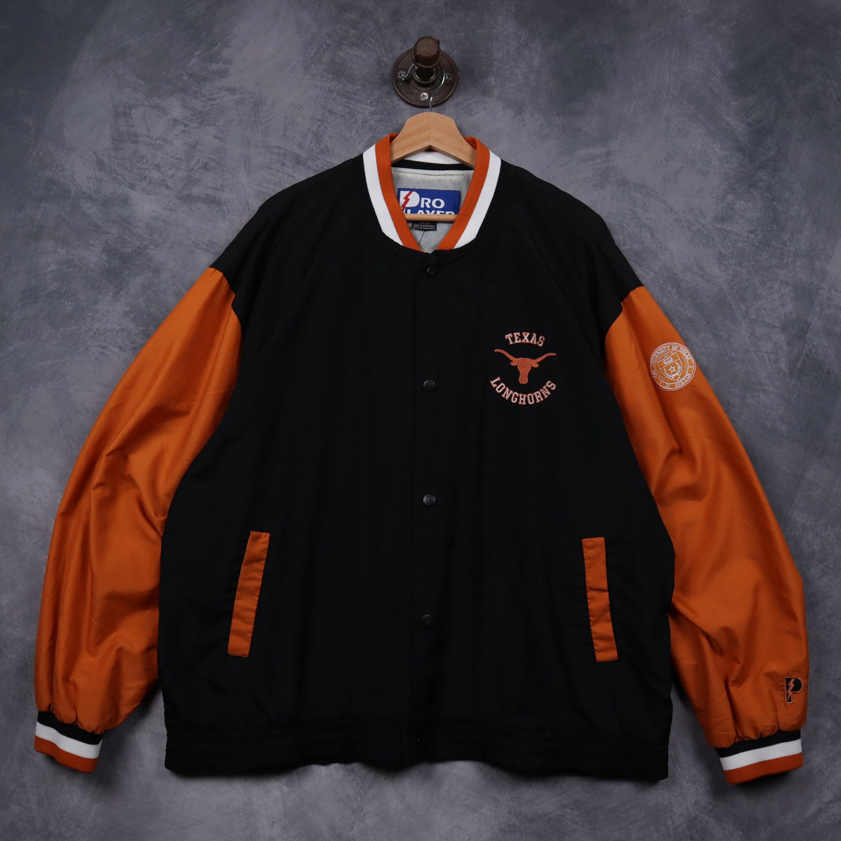 90s Black Texas Longhorns Pro Player Bomber Jacket 5944
