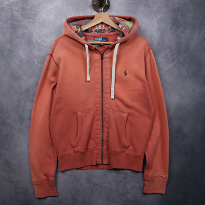 90s Faded Red Polo Ralph Lauren Aztec Lined Zip Hoodie 4702