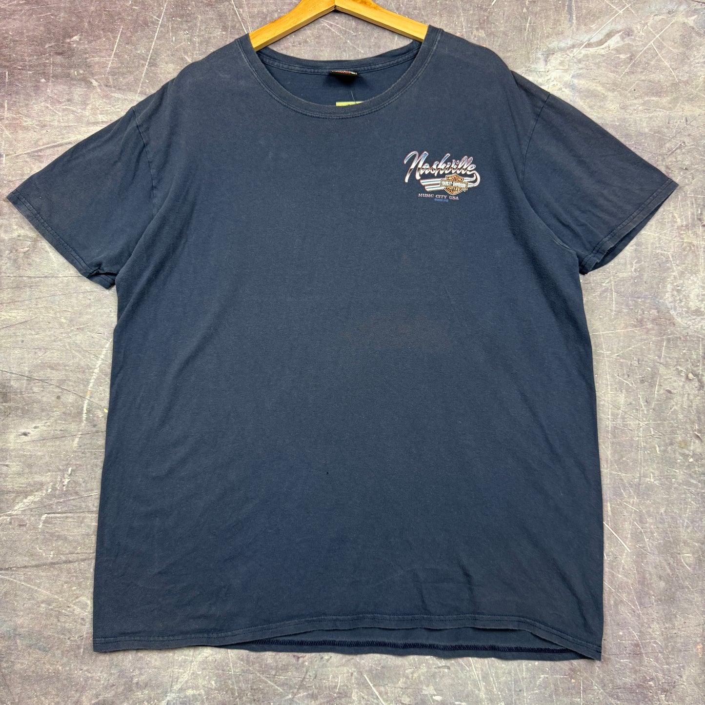 00s Navy Blue Harley Davidson Motorcycle Nashville Tennesee Graphic Shirt XL 0899