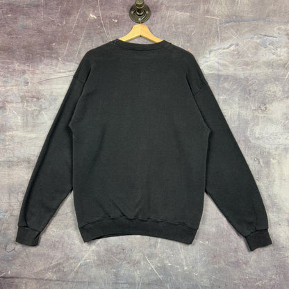 90s Faded Black Iowa Hawkeyes Embroidered Graphic Crewneck Sweatshirt M 1258