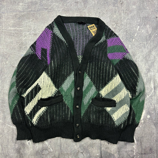 90s Multicolor Wool Coogi Knit Cardigan L AB77