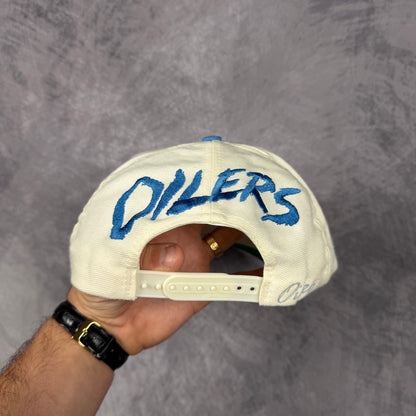90s Cream Houston Oilers Snapback Hat 6833
