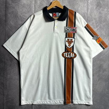 90s White Texas Longhorns Racing Polo Shirt 4502