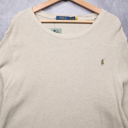00s Cream Polo Ralph Lauren Thermal Shirt 4707