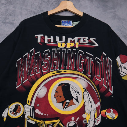 90s Black Washington Redskins Thumbs Up Shirt 6794