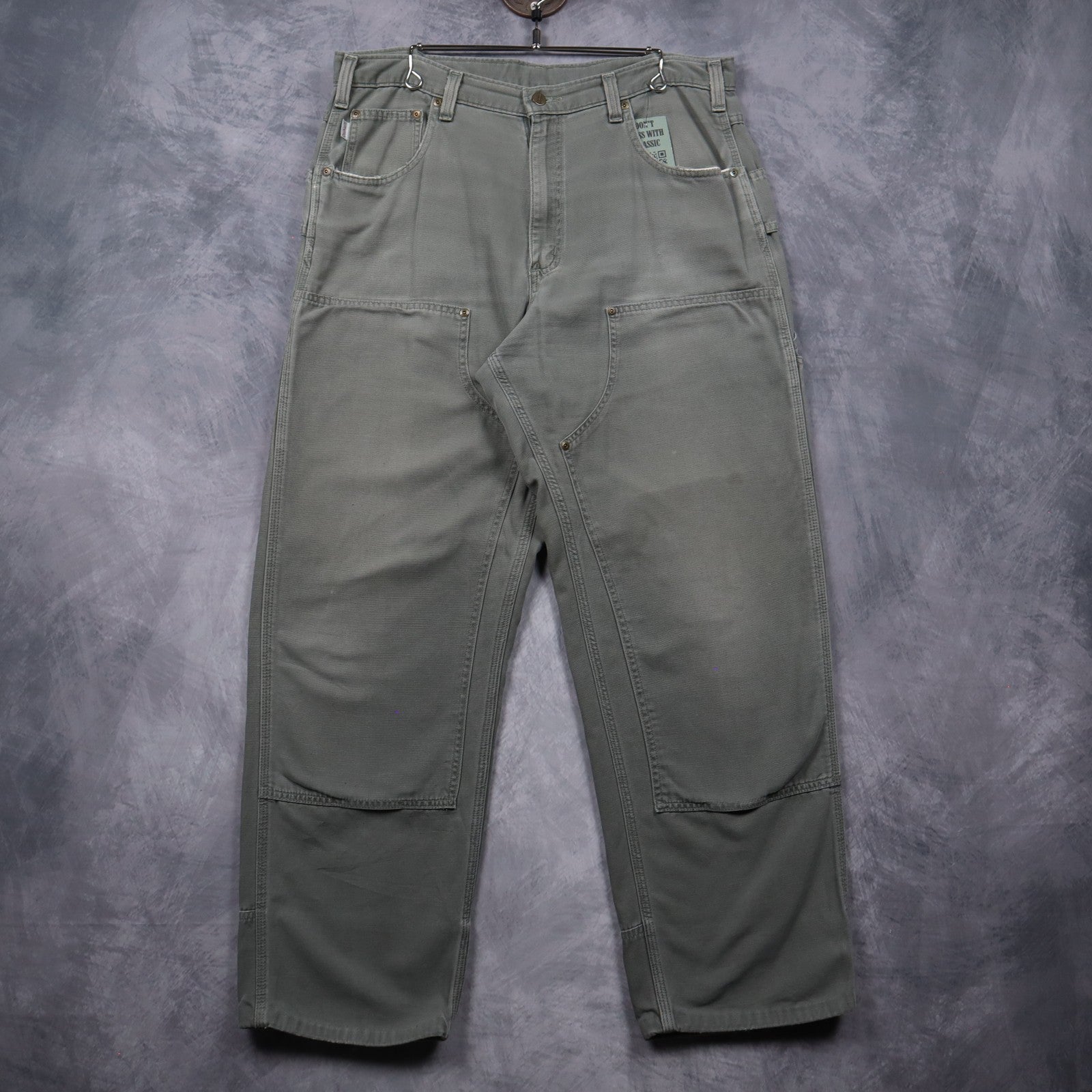 Early 2000s Sage Green Carhartt Double Knee Loose Fit Pants 5041