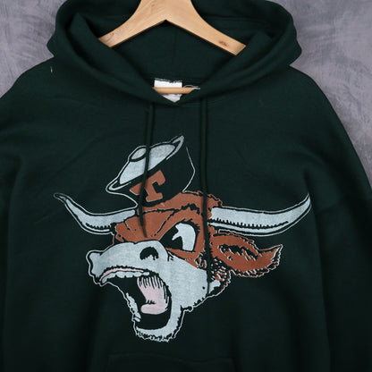 90s Green Keep It Classic Longhorn Graphic Hoodie 5675