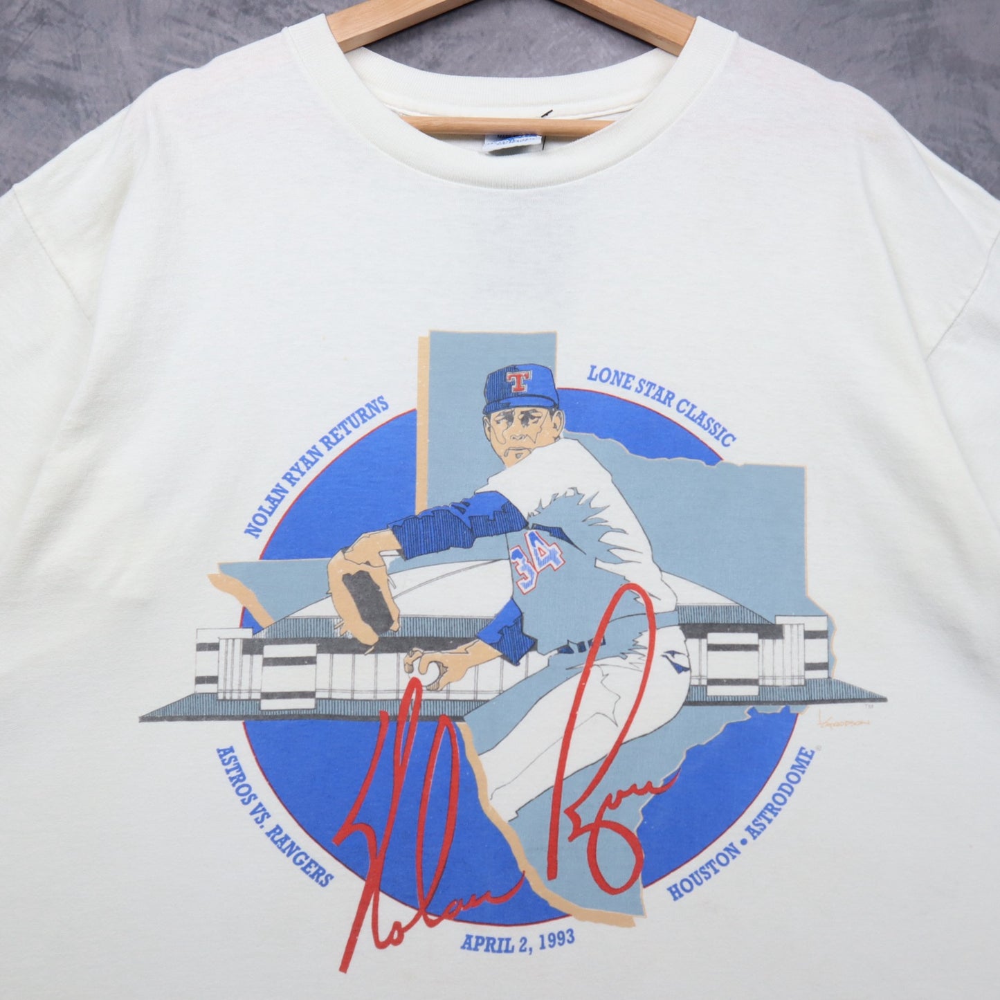 1993 White Nolan Ryan Lone Star Classic Shirt 5598