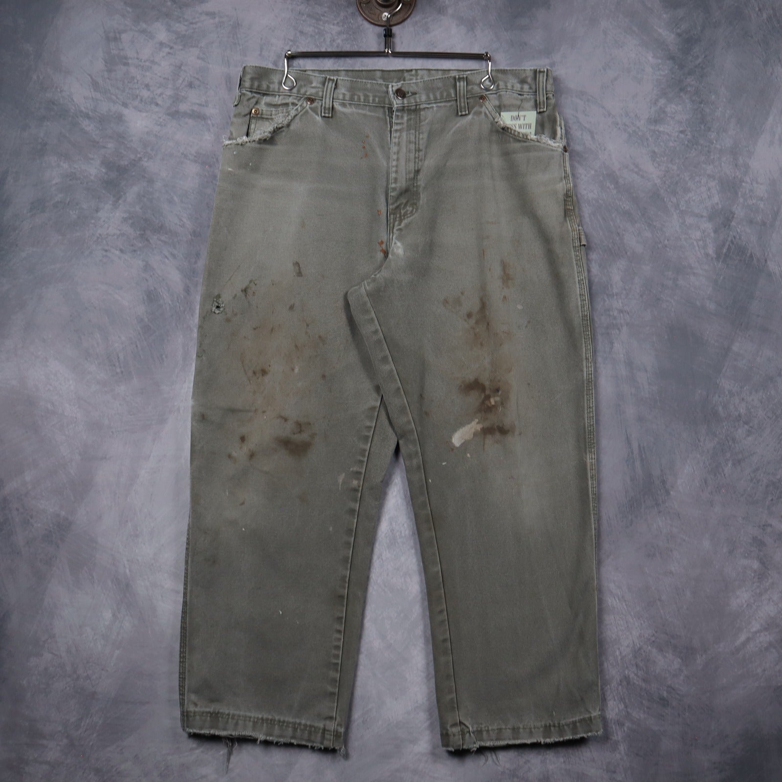 00s Green Trashed Dickies Carpenter Work Pants 5237