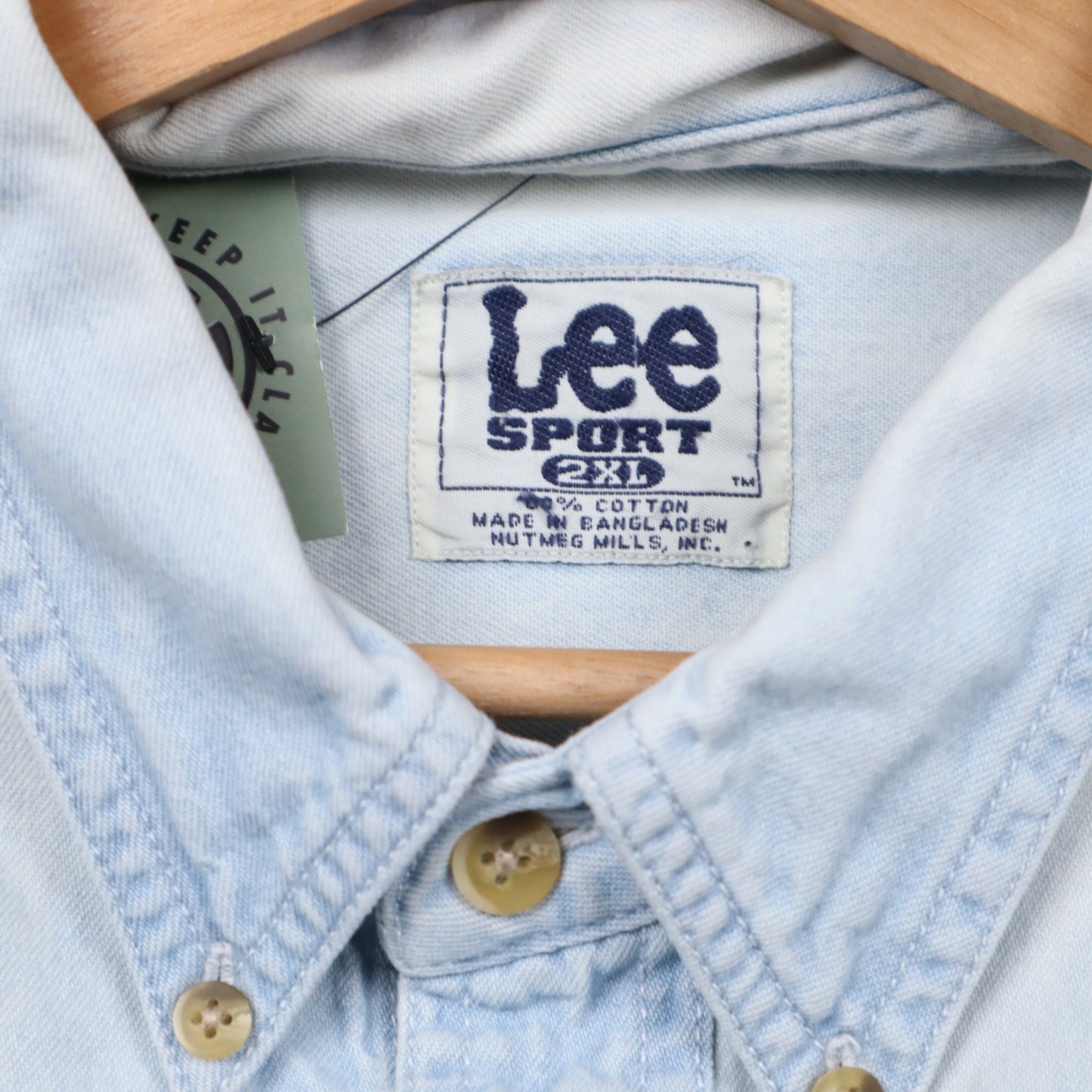 90s Light Wash New York Rangers Lee Sport Denim Button Up Shirt 5476