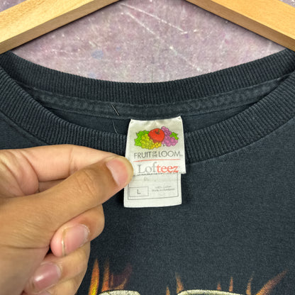 00s Black Cyberspokes Biker Flame Sleeve Shirt 3054