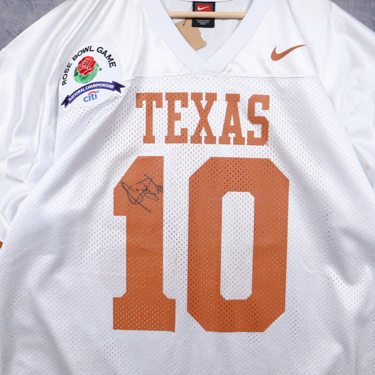 00s White Texas Longhorns Nike Rose Bowl #10 Football Jersey 5816