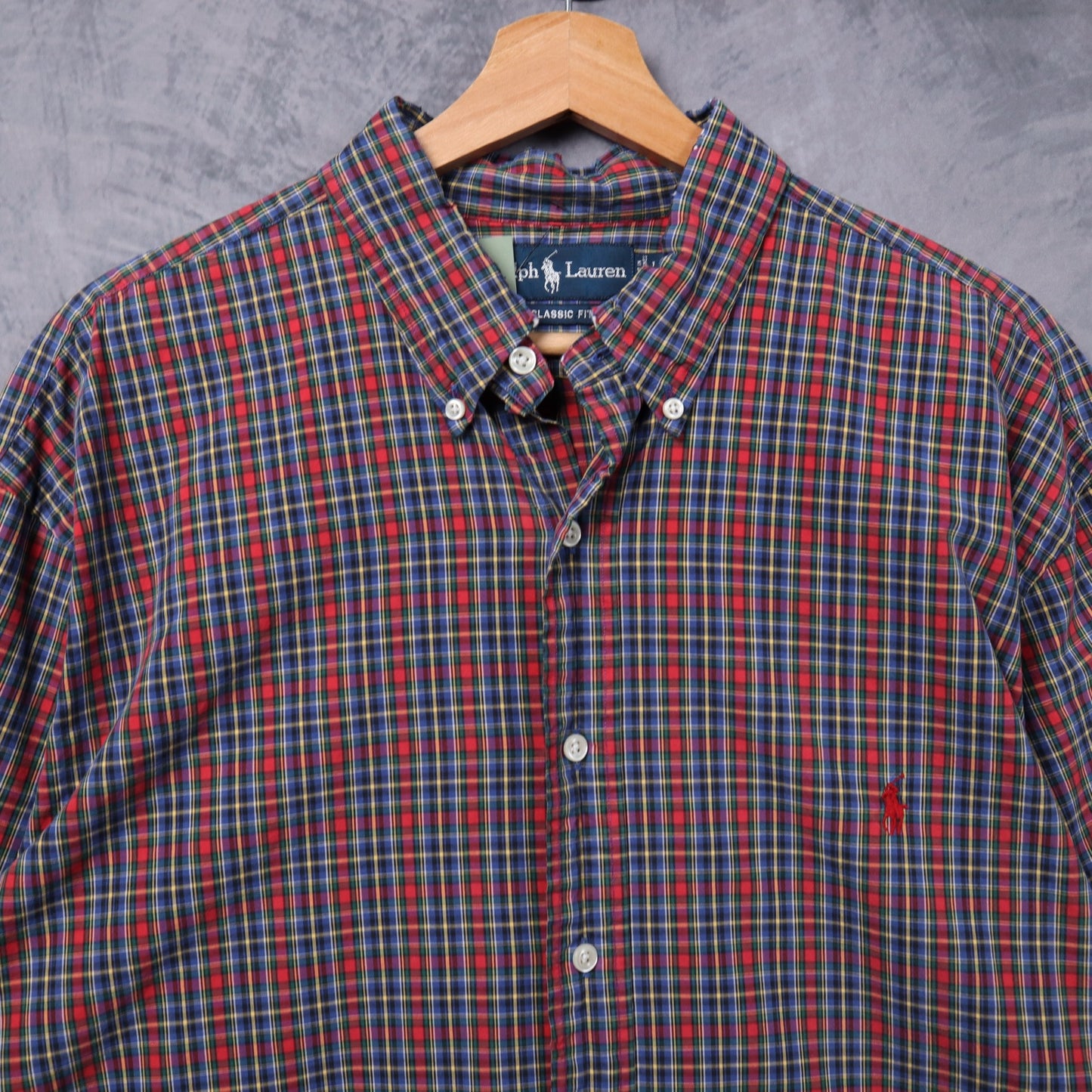 Y2K Red Plaid Ralph Lauren Classic Fit Long Sleeve Button-Up Shirt 5407