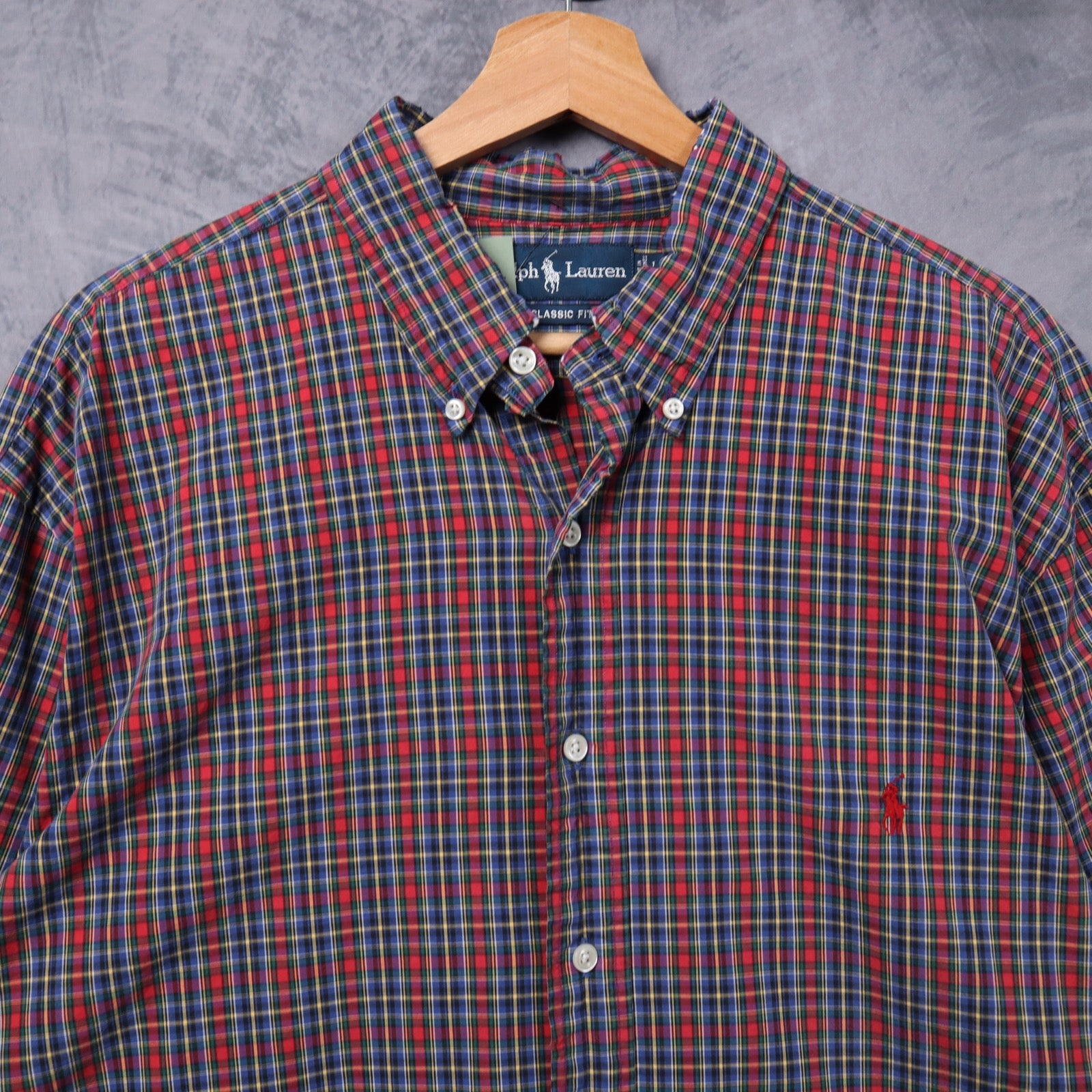 Y2K Red Plaid Ralph Lauren Classic Fit Long Sleeve Button-Up Shirt 5407